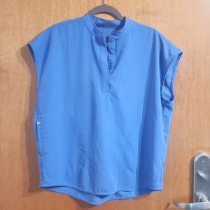 Figs ceil blue Rafael mandarin collar scrub top size S